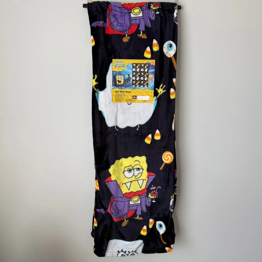 New SpongeBob SquarePants Halloween Throw Blanket Black Vampire Patrick Mummy